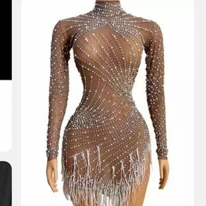 GORGEOUS Sheer Sparkly Bedazzled High Neck Dress